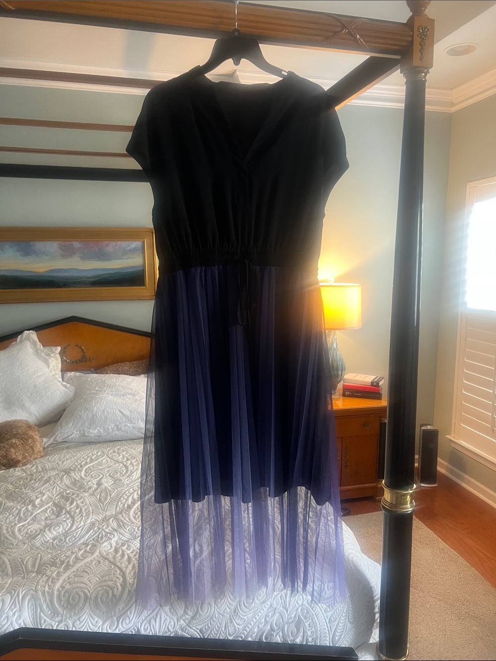 Zara (missing label) Vintage Black Top with tulle High-Low Skirt Dress
